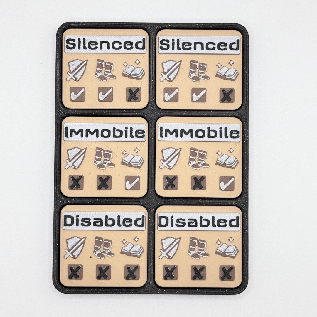 Disabled Immobile Silenced - Magnetic Tokens (black base)
